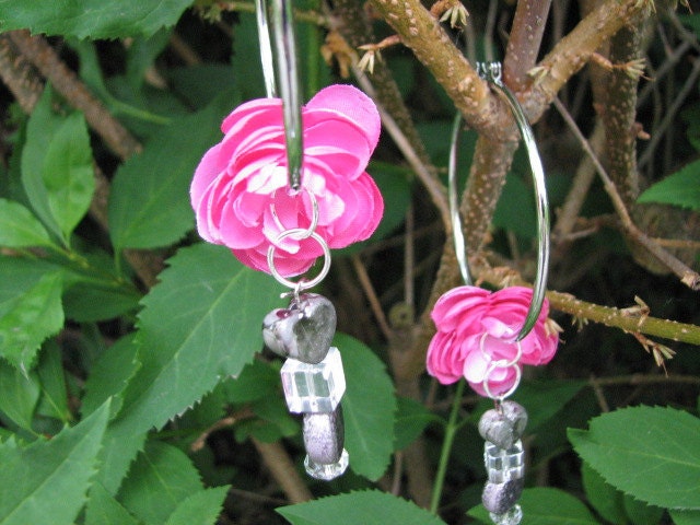 Flower earrings pink rose