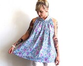 Vintage 60s Steel Floral Halter Tunic- SML