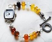Multi stone bracelet watch  sterling clasp