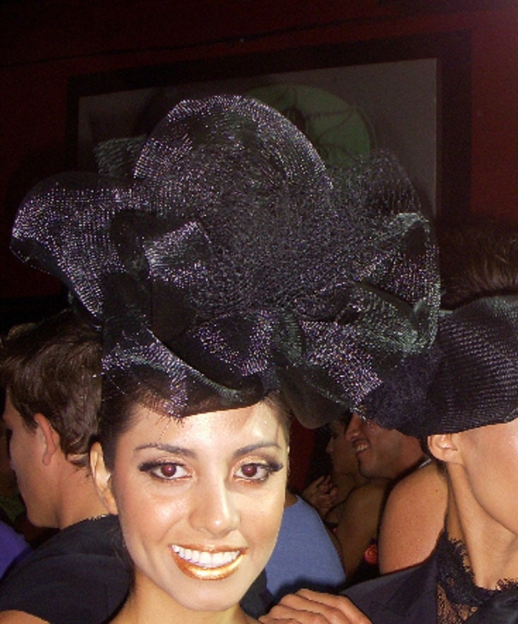 Delila-Black Netting Headress