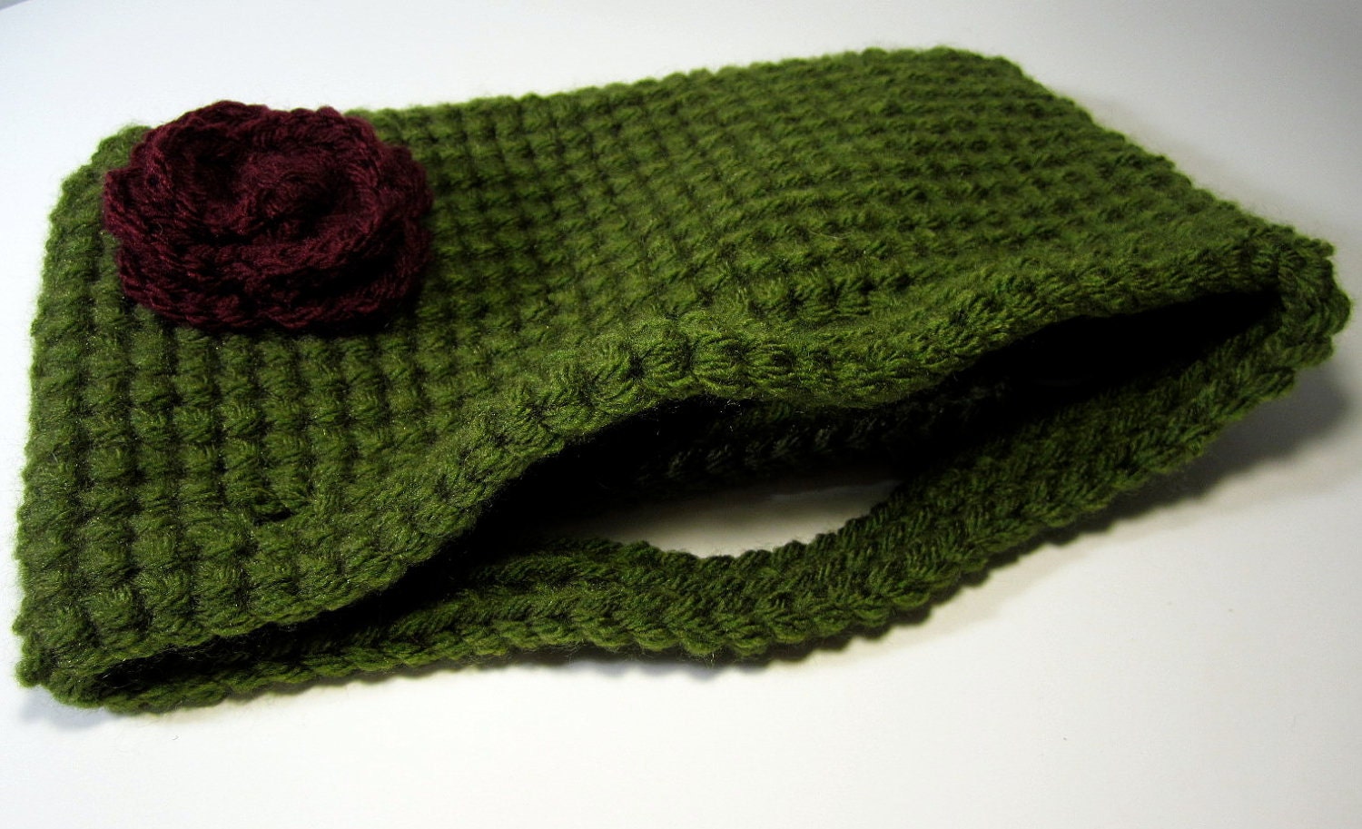 Crocheted Clutch Handbag - Olive