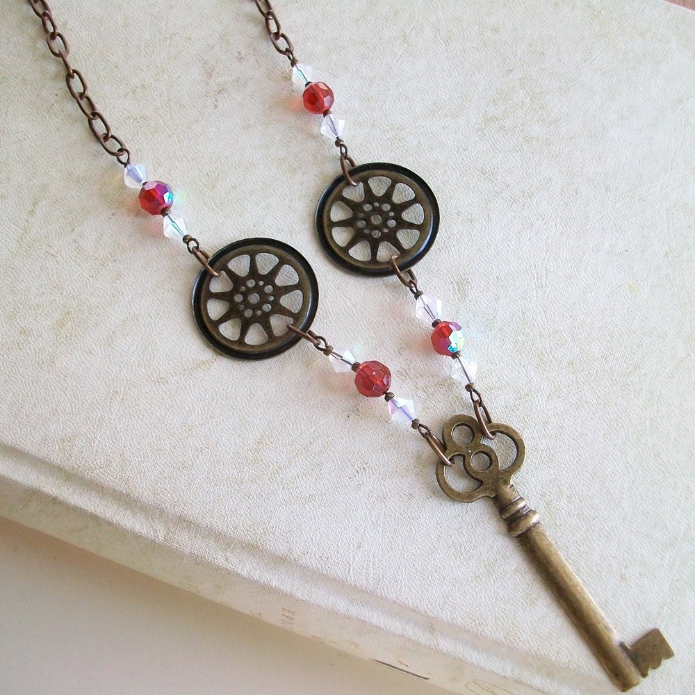 Steam Punk Brass Key Pendant Necklace