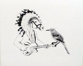 Horse and Bird Digital print A4 210mm x 297mm