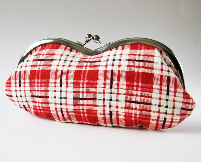 Eyeglass case - red white plaid - oktak Eyeglass case - red white plaid - oktak