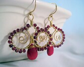 Ruby & Garnet Fleur De Lis Earrings