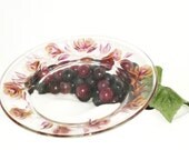 Decorative Charger Plate Hand Painted Burgundy and Gold Rose Buds - Candle Holder Plate Center Piece