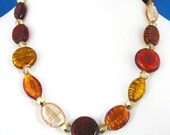 Fall colors foiled glass bead necklace