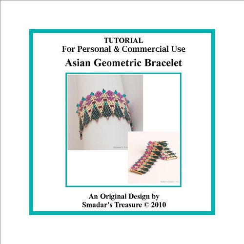 Asian Geometric Beaded Bracelet - Beading Tutorial for Personal and Commercial Use - PDF File