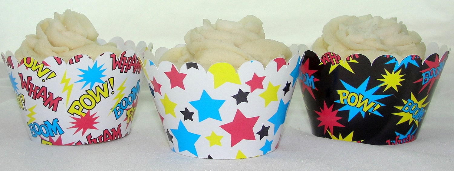 Super Hero cupcake wrappers for boy birthday party