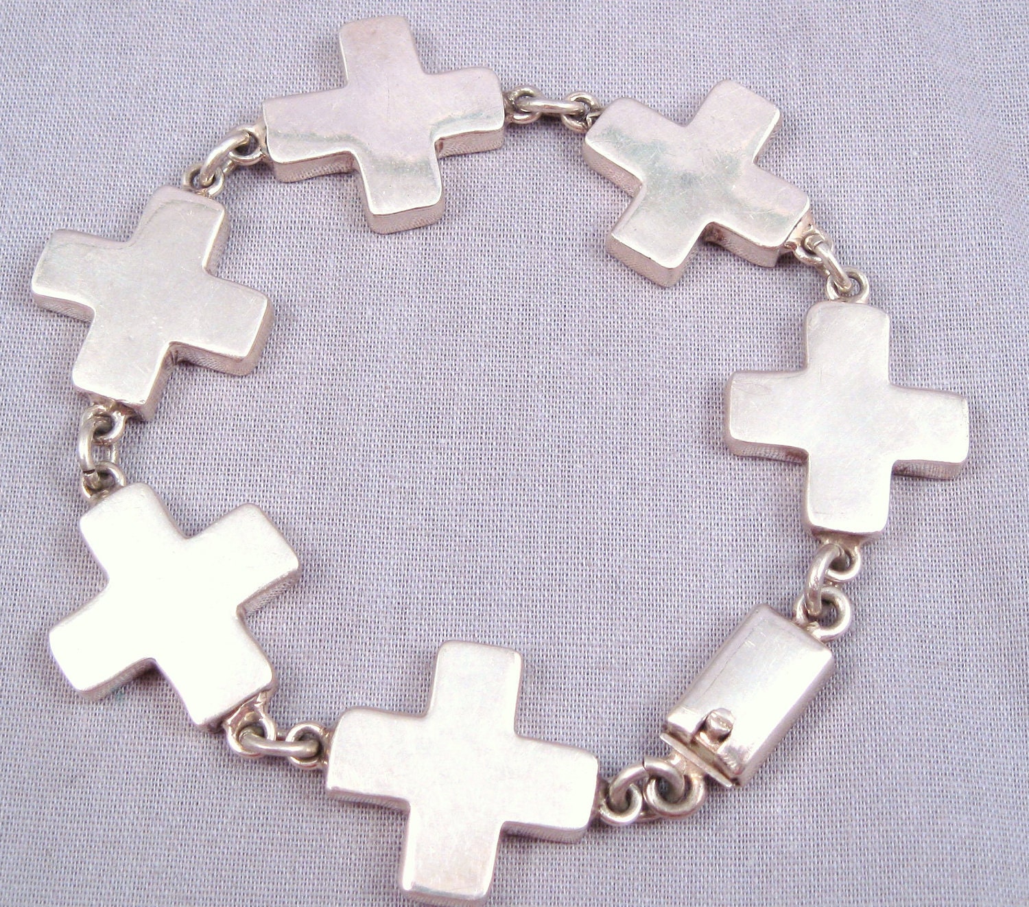 Vintage Mexican Solid Sterling Cross Four Directions Bracelet