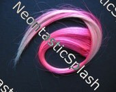 12" Neon hottest pink with blonde streaks clip in human hair extensions FREE DOMESTIC SHIPPING