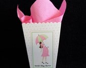 Baby Shower Popcorn Boxes, Pink Mom To Be, pink and green dots, set of 40