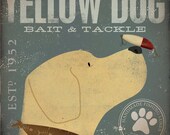 Yellow Dog Bait and Tackle Fishing company original graphic illustration giclee archival signed artists print