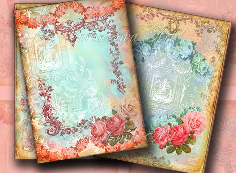Digital Frames, Labels, Tags - 4 Rococo Digital Frames - Collage Sheet Printable Imade. 406