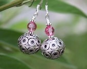 Handmade Swarovski Crystals and Bali Sterling Silver Earrings for Women - Gorgeous Unique Classy