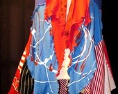upcycled Americana Red white Blue funky asymmetrical vest Tunic Eco