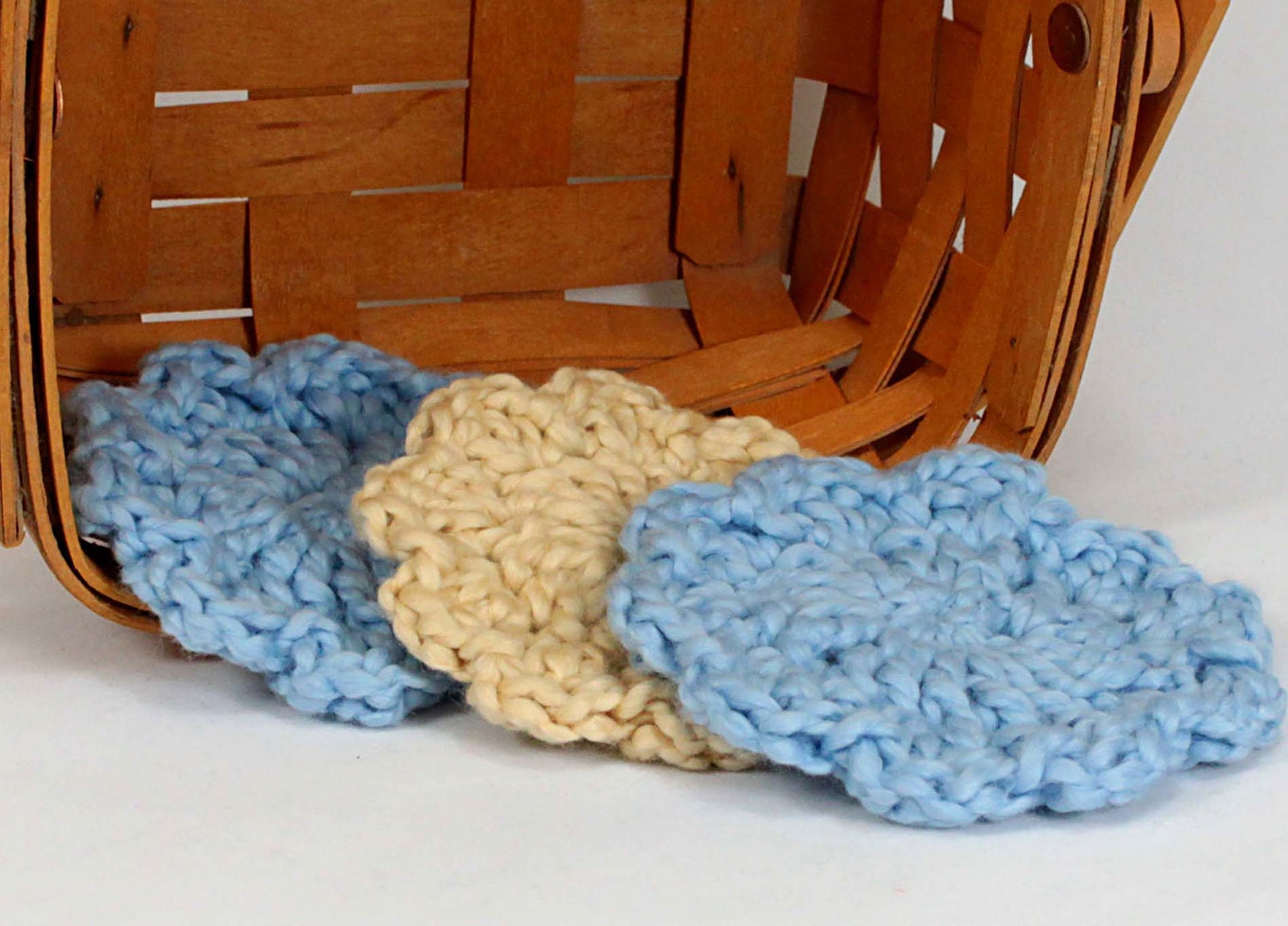Organic Cotton Flower Face Cloth - Set of 3 - Blueberry and Macadamia