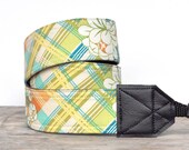DSLR Camera Strap - Neck Strap, Shoulder Strap, Cross Body Strap - Nikon, Canon, Sony, Olympus, Pentax - Meadowsweet Peony Plaid