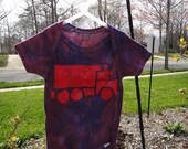 Toddler Body Suit: Purple with Red Batik Dump Truck (18 months) READY TO SHIP