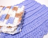 Crocheted Dish Cloth/ Face Cloth/ All Cotton Blue & White Yarn