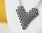 Chainmaille Necklace Heart Black - chainmail for women