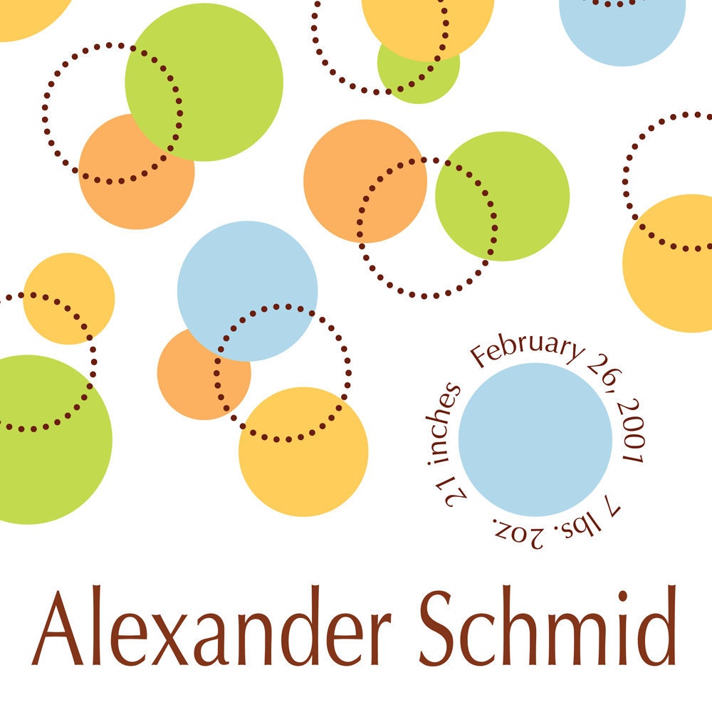 Personalized Birth Print - Fun Dots and Circles