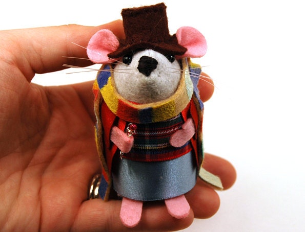 Doctor Who Tom Baker ornament felt mouse hamster rat mice cute gift for animal lover or dr who fan collector - READY TO SHIP