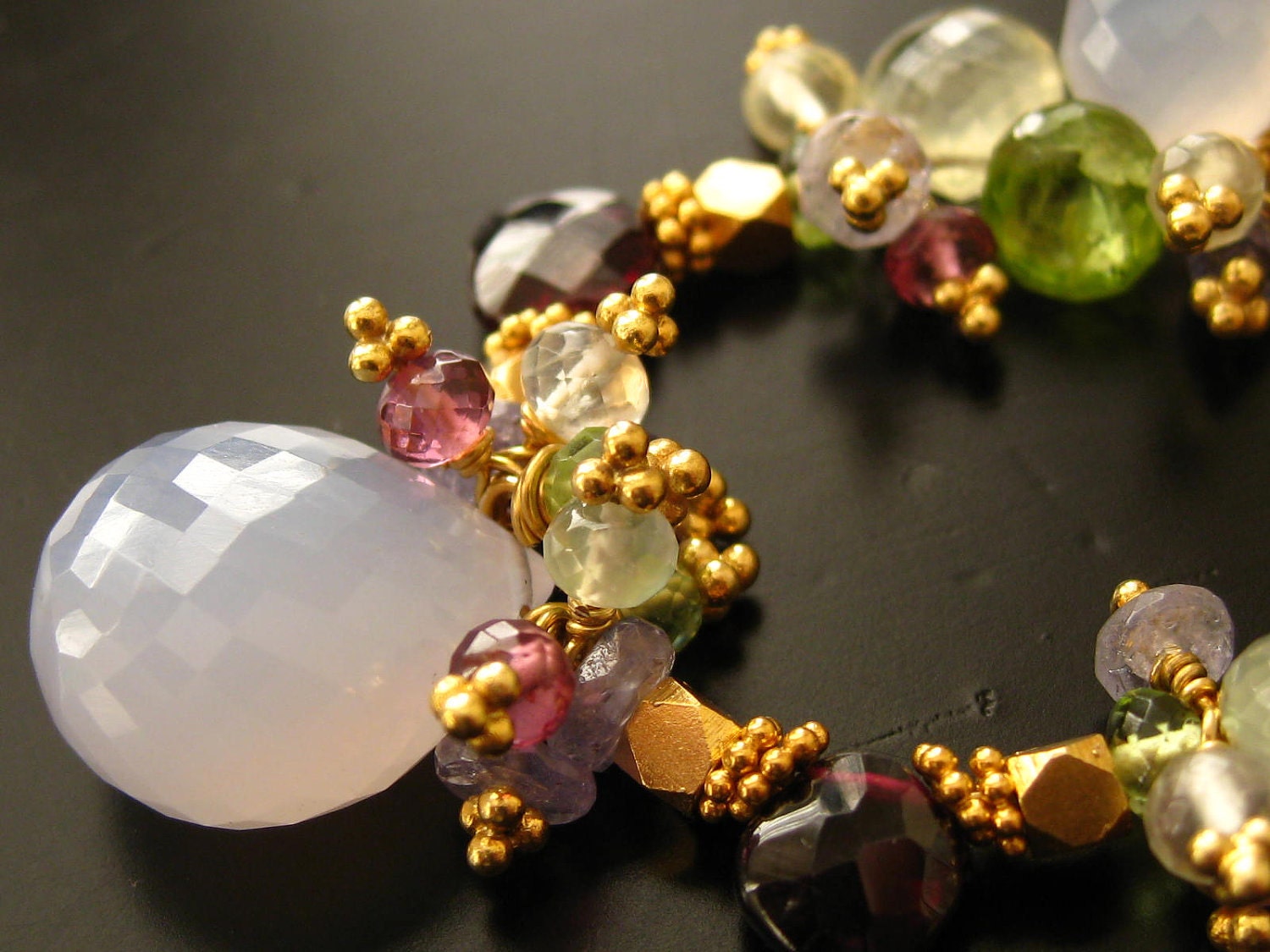 Periwinkle Chalcedony, Multi gemstone necklace-Bouquet