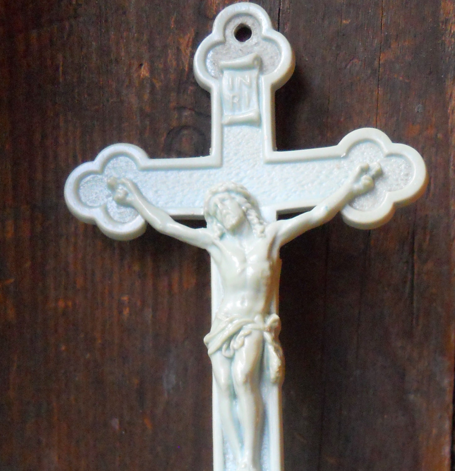 vintage Blue Jesus holy water font