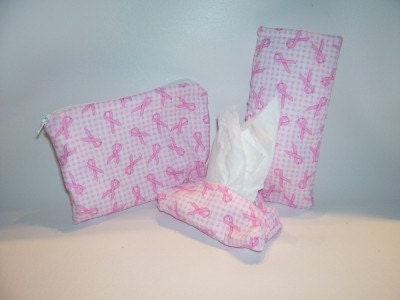 Pink ribbon three peice purse set