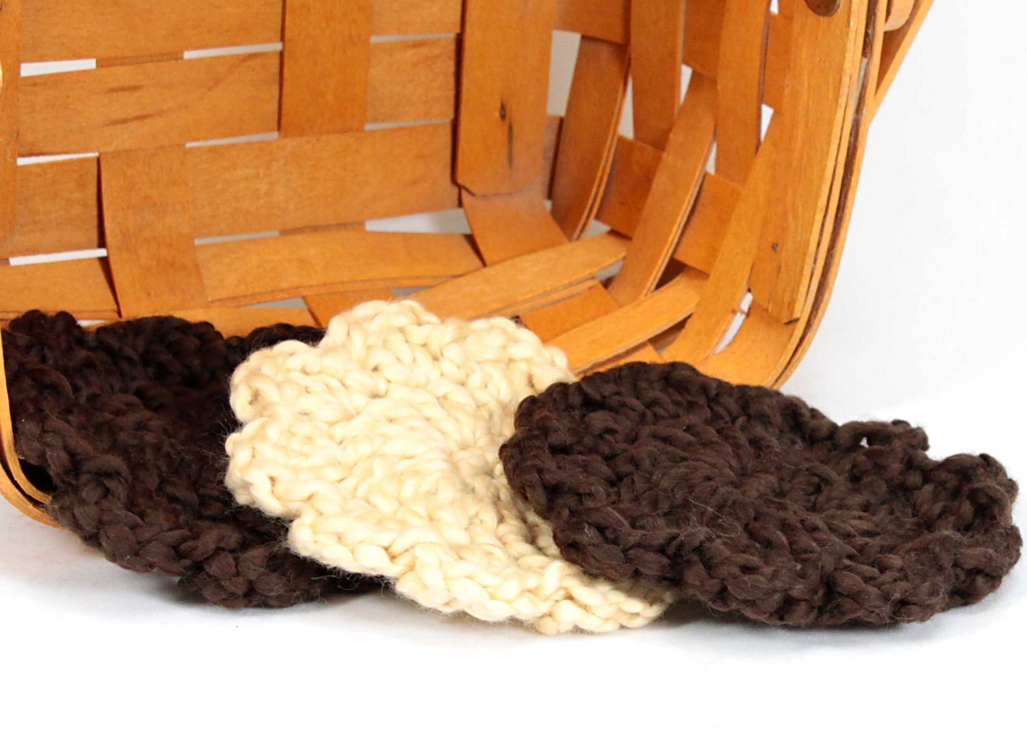 Organic Cotton Flower Face Cloth - Set of 3 -Espresso and Macadamia
