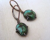 Figured Turquoise Oval Earring Sterling Silver
