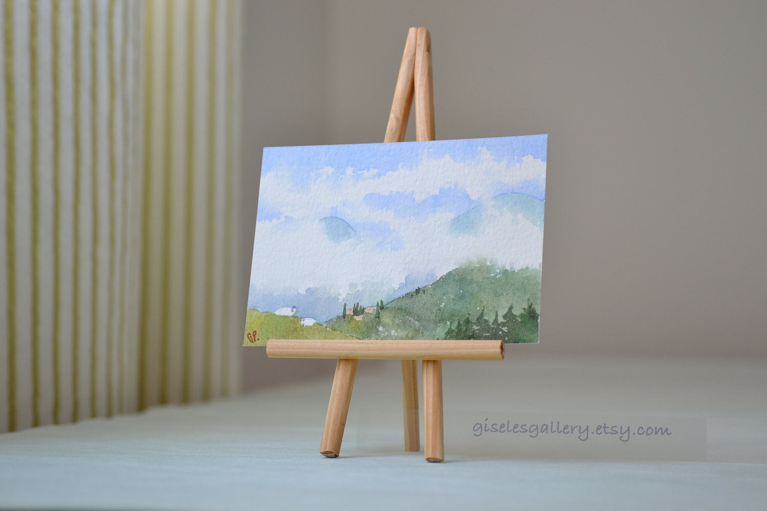 Original Painting ACEO - Alpine woodland - watercolor