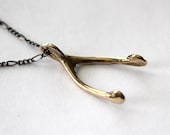Small Bronze Wish Bone Pendant - Moon Raven Designs