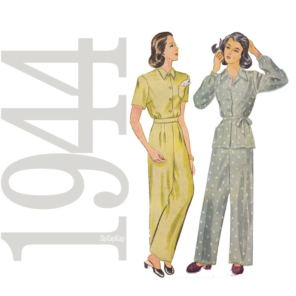 40s Pajamas Vintage Sewing Pattern 32 Bust Simplicity 1078 UNUSED