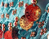 Gypsy Dancer - Gold & Aqua Blue - Digital Art Photography Print - bohemian dance skirt bangles fine art