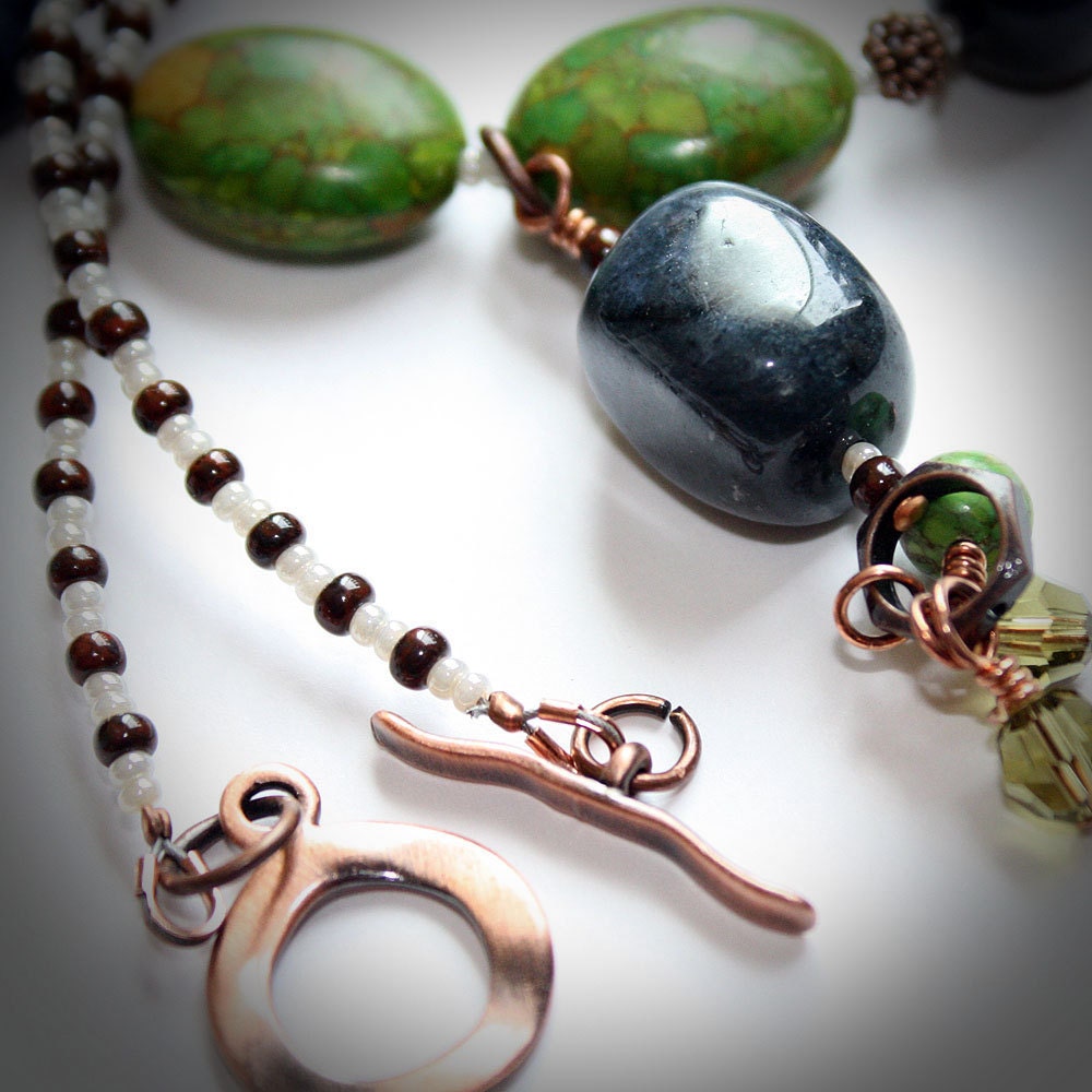 Dumortierite and Green Turquoise Necklace