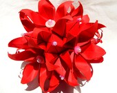 Bright Red Large Origami Kusudama Flower Hanging Ball - Origami Decoration