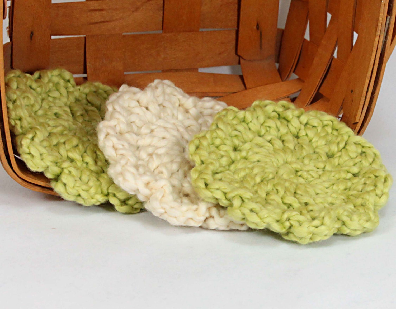 Face Cloths - Organic Cotton  - Set of 3 - Sage and Almond