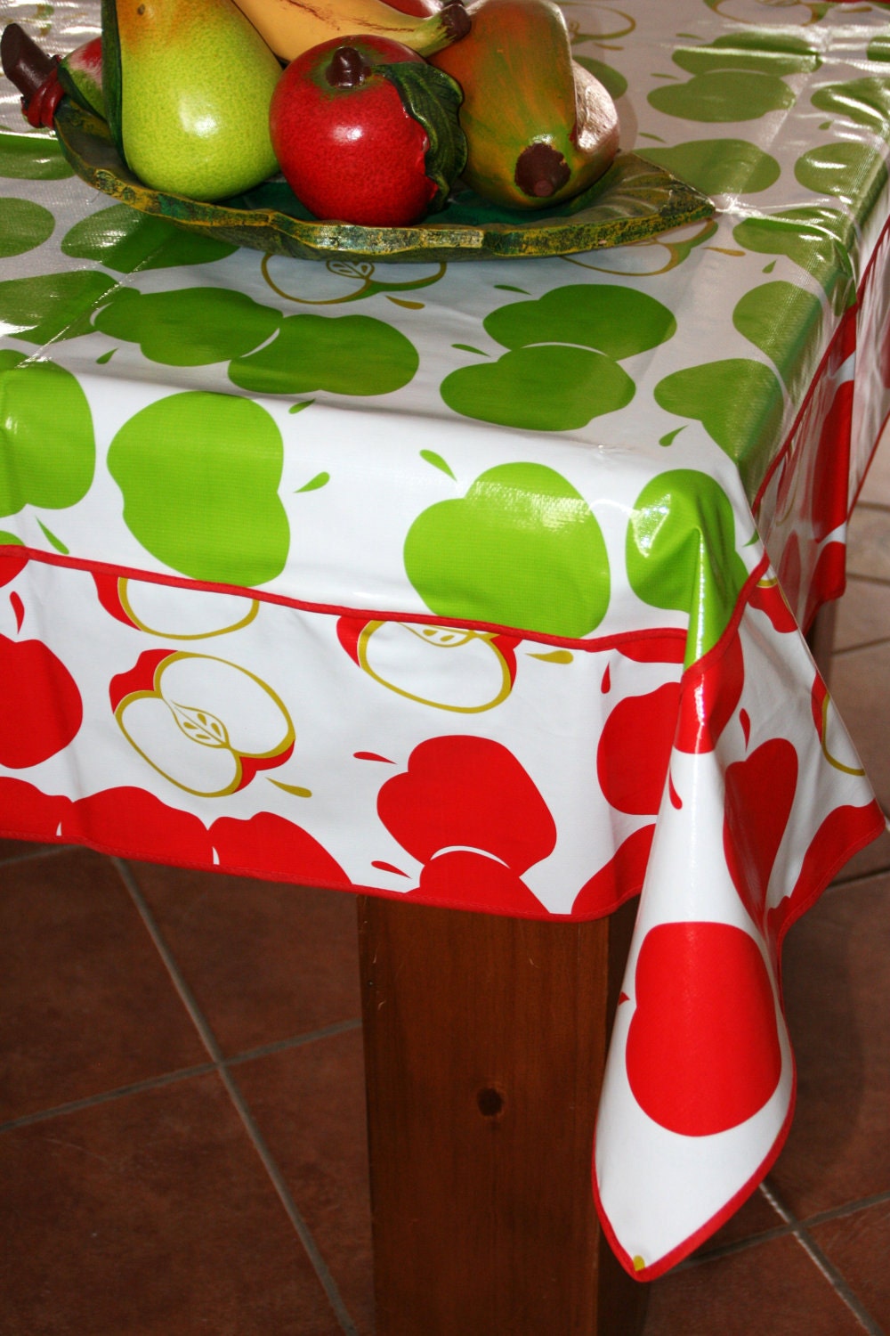 Apple Of Your Table OilCloth Tablecloth Custom to make your heart a happy one medium