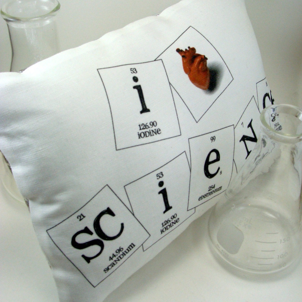 I Heart Science Pillow - Silver