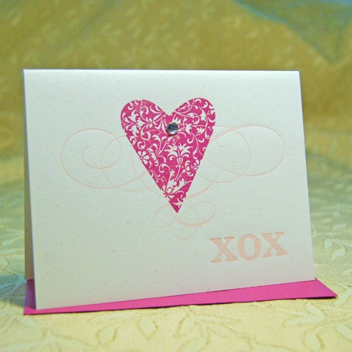 Heart and Kisses Letterpress Card