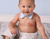 Light Baby Blue Boys Bow Tie - White Polka Dots