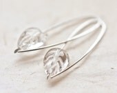 Modern Earrings Argentuim Sterling silver Crystal Quartz Carved Leaf Bridesmaid Wedding Fashion Simple Minimalism tbteam - daimblond