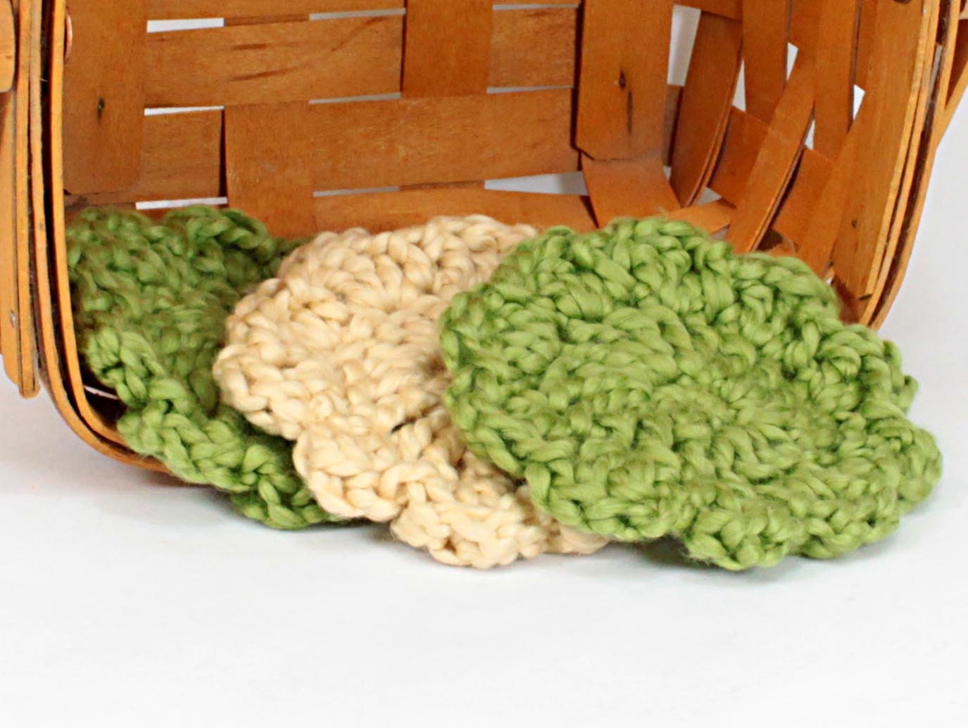Organic Cotton Flower Face Cloth - Set of 3 - Pistachio and Macadamia