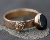 Custom 14k Gold Stacking Birthstone Ring- Rough and Cut Gemstones