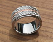 Stainless Steel and Copper Knurled Wedding Ring