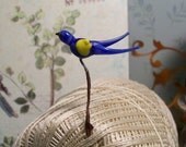 Vintage Antique Glass Bird pick on wire