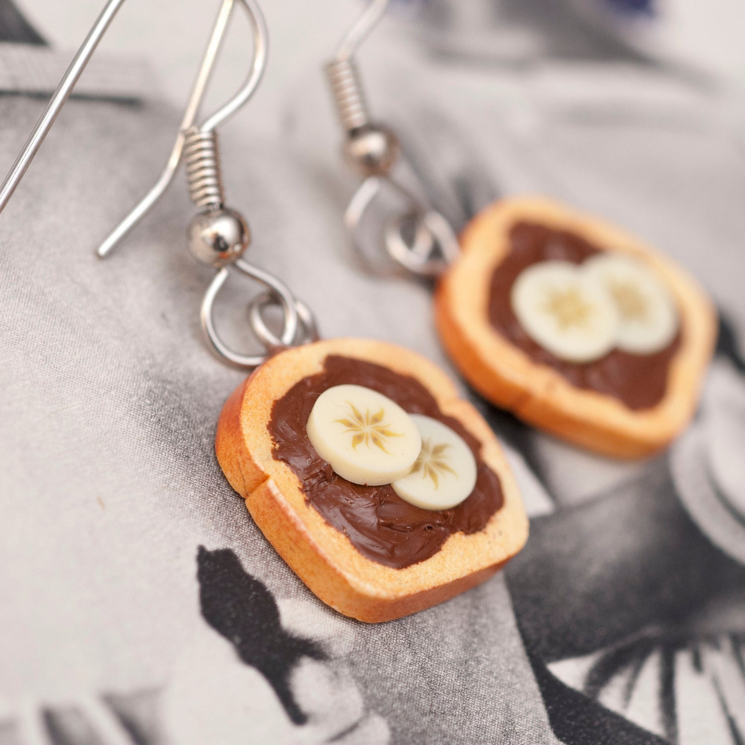 Earrings - Banana Nutella Toast Earrings Handmade by Roscata