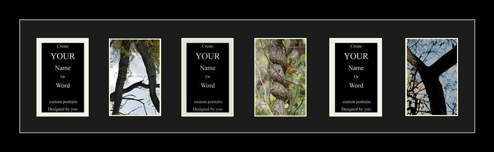 6 Opening 12x34 Frame with Black Mat to hold 4x6 Alphabet photographs for Name, Special Word or collage